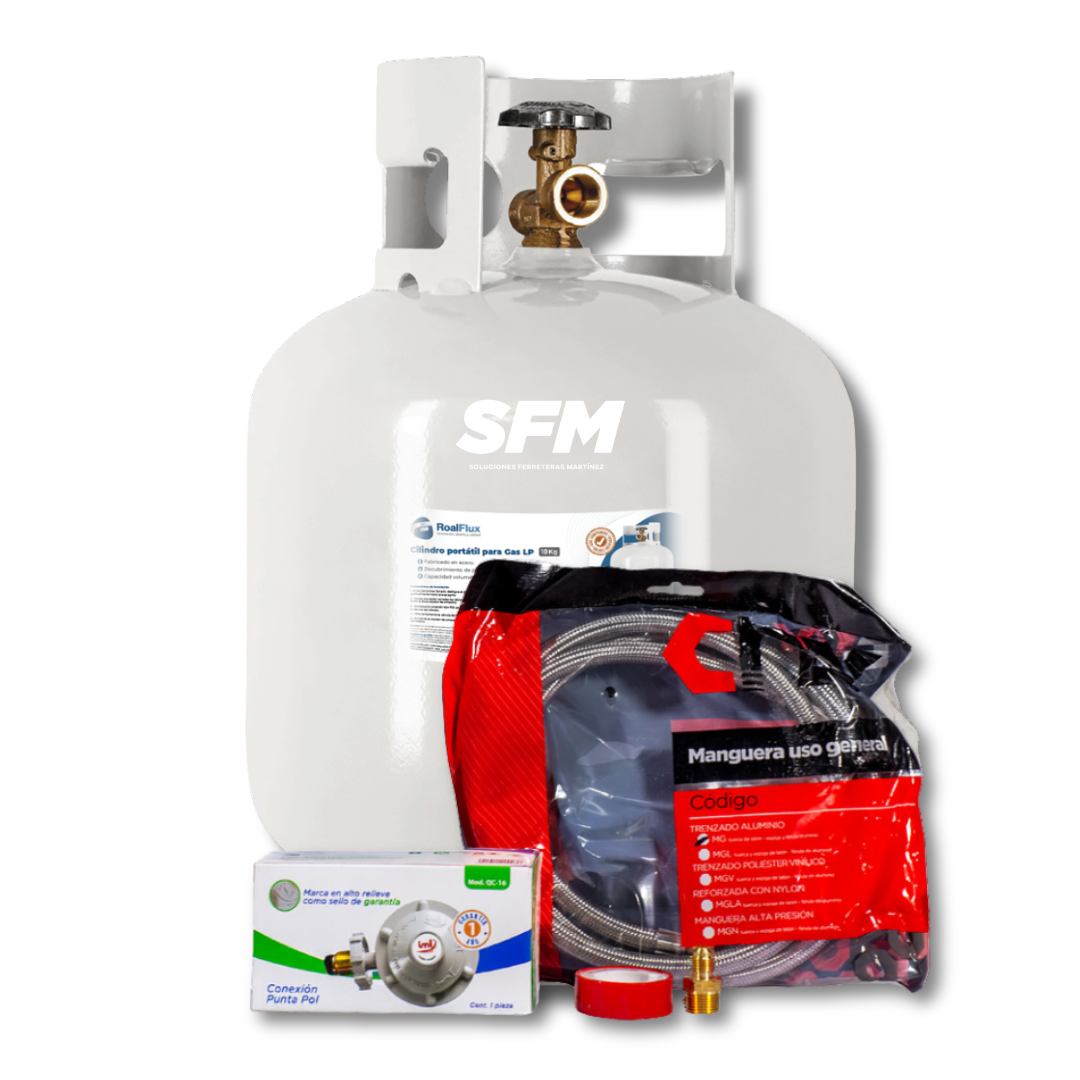 Tanque para gas LP 10 KG Roalflux + Kit de instalación